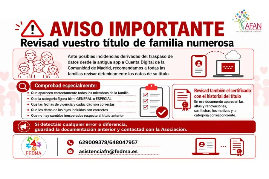 AVISO: REVISAR TÍTULO FAMILIA NUMEROSA